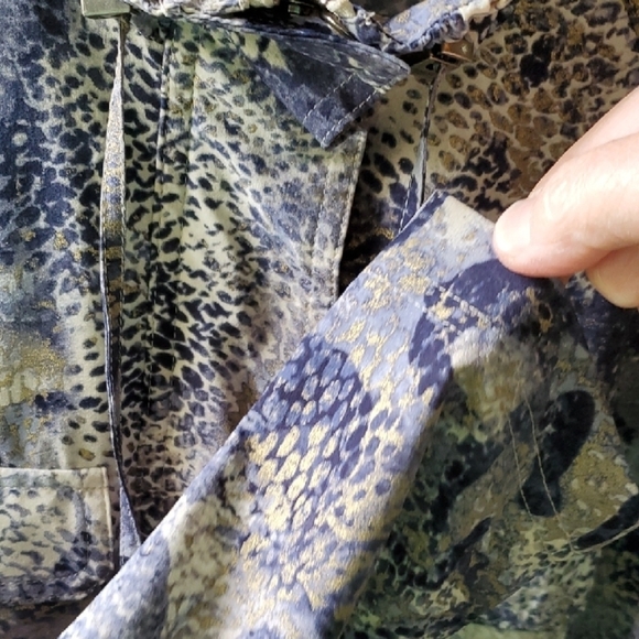 Chico's Blue Utility Jacket with Versatile Designgold Mettalic Accents - Picture 8 of 15